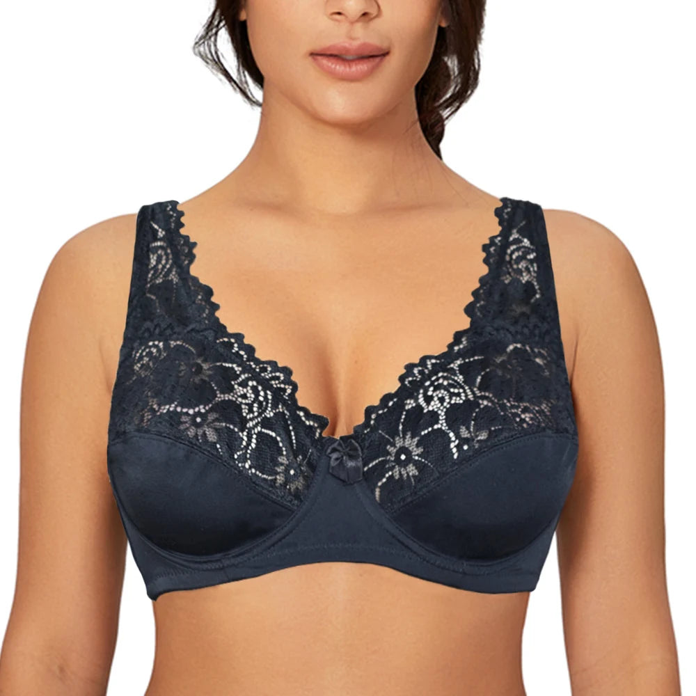 Soutiens-gorge pour femmes Lingerie haut femme dentelle soutien-gorge à armatures grande taille brassière Perspective sous-vêtements Sexy B C D DD E F tasse