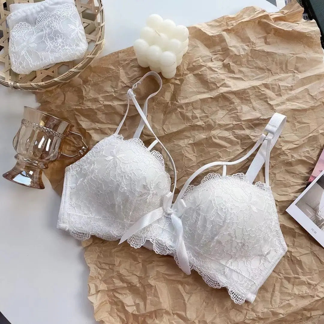 Soutien-gorge Sexy en dentelle brodée florale, sous-vêtements confortables et réglables pour femmes, bonnet 3/4, brassière sans fil pour filles, Bralette