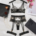 Perspective dentelle sous-vêtements brodés ensemble de Lingerie Sexy femmes voir à travers Push Up Costume érotique ensemble de Lingerie exotique intime