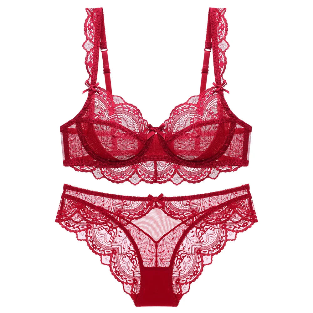 Soutien-gorge sexy en dentelle blanche ajouré nouveau soutien-gorge ultra-mince brassière sous-vêtements sexy grande taille B C D E tasse broderie femmes ensemble de lingerie