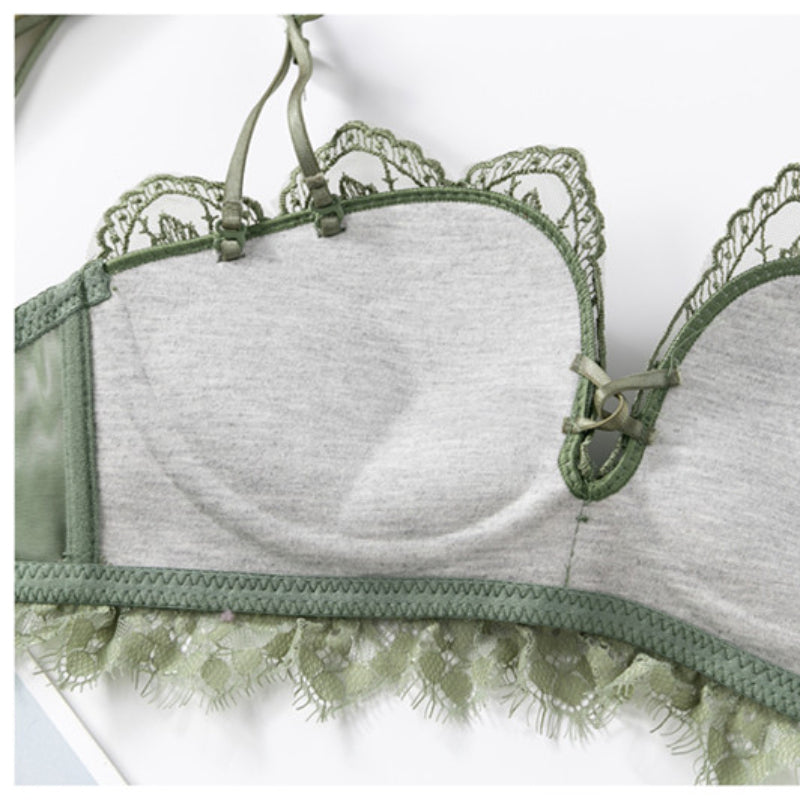 Soutien-gorge Sexy en dentelle brodée florale, sous-vêtements confortables et réglables pour femmes, bonnet 3/4, brassière sans fil pour filles, Bralette