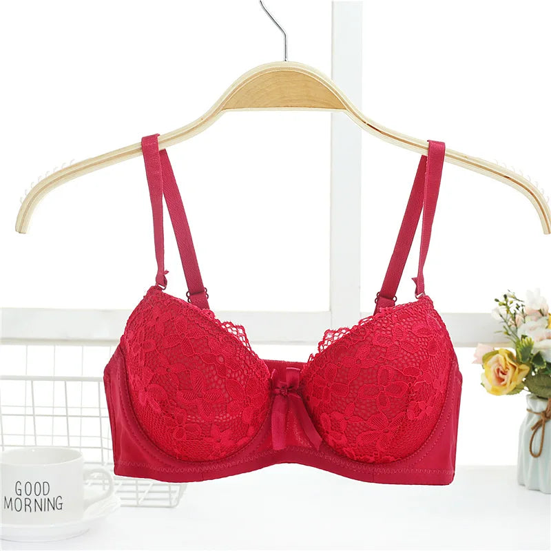 Soutien-gorge Push Up en dentelle pour femmes, avec armatures, nœud Sexy, Bralette, sous-vêtements féminins, Lingerie, bretelles réglables, brassière froncée, 2023