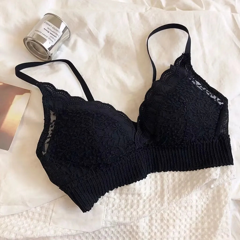 Soutien-gorge Sexy en dentelle brodée florale, sous-vêtements confortables et réglables pour femmes, bonnet 3/4, brassière sans fil pour filles, Bralette