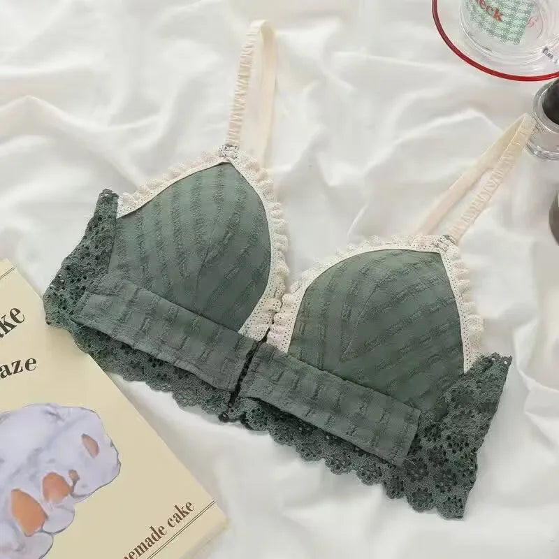 Soutien-gorge Sexy en dentelle brodée florale, sous-vêtements confortables et réglables pour femmes, bonnet 3/4, brassière sans fil pour filles, Bralette