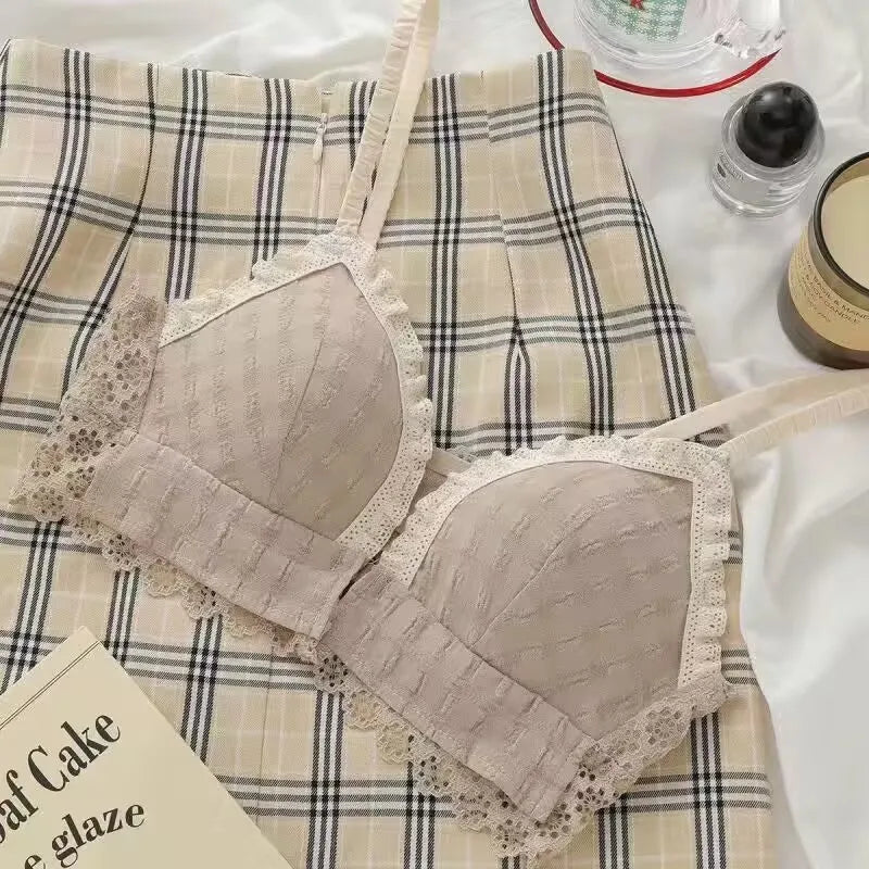 Soutien-gorge Sexy en dentelle brodée florale, sous-vêtements confortables et réglables pour femmes, bonnet 3/4, brassière sans fil pour filles, Bralette