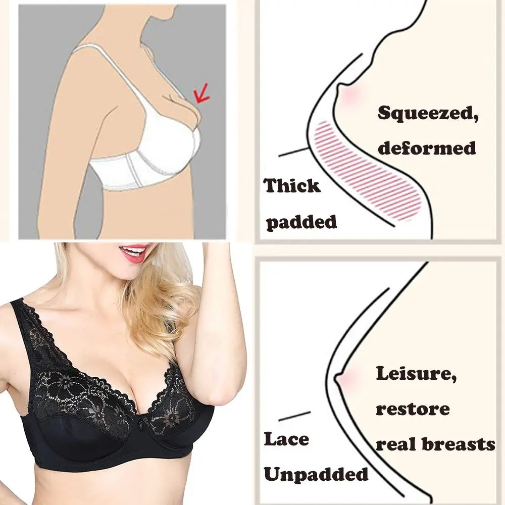 Soutiens-gorge pour femmes Lingerie haut femme dentelle soutien-gorge à armatures grande taille brassière Perspective sous-vêtements Sexy B C D DD E F tasse