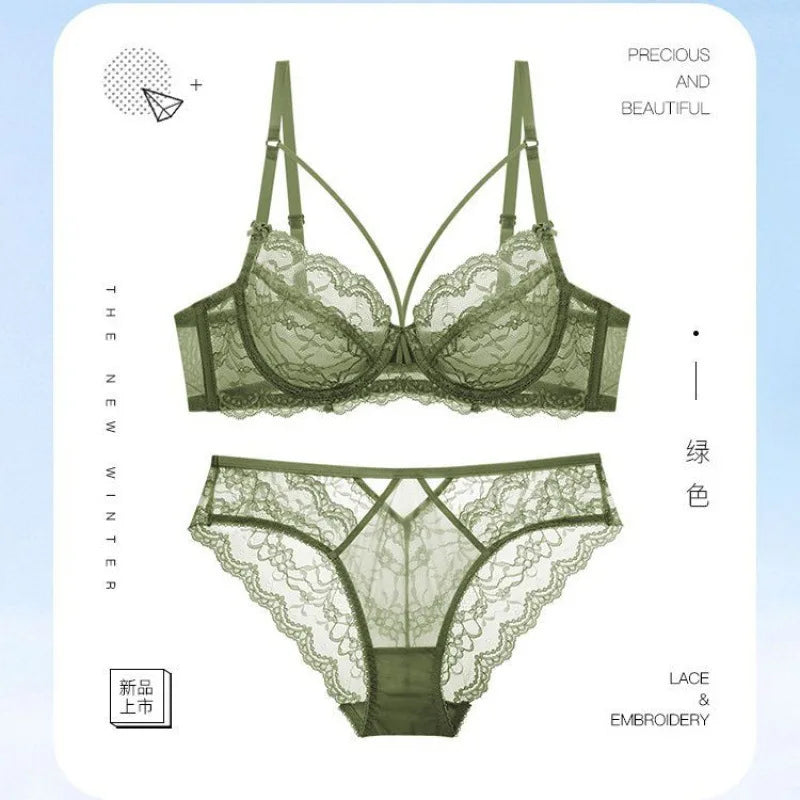 Ensemble de soutien-gorge sexy en dentelle française, minimiseur pour buste grand transparent, lingerie Pure Desire avec découpe, best-seller toutes saisons