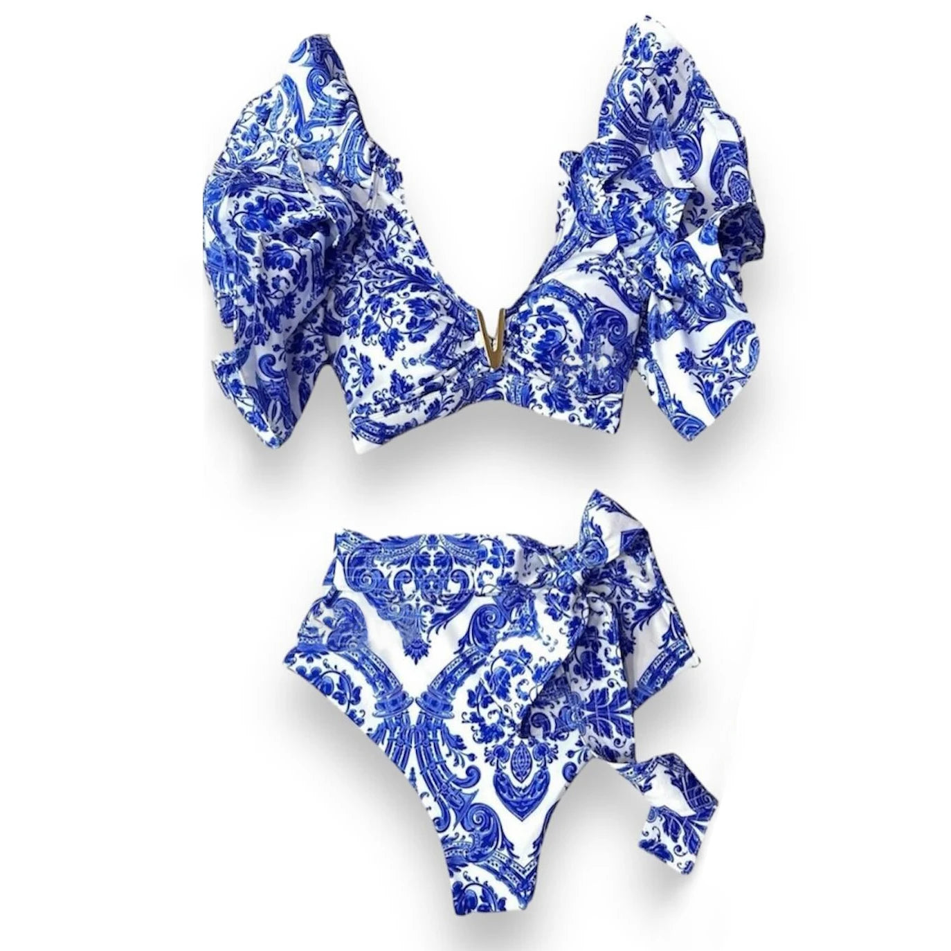 Deux pièces femmes Floral 2025 Push-Up rembourré soutien-gorge volants bandeau Bikini ensemble maillot de bain maillots de bain maillot de bain maillots de bain Biquini