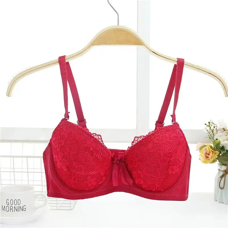Soutien-gorge Push Up en dentelle pour femmes, avec armatures, nœud Sexy, Bralette, sous-vêtements féminins, Lingerie, bretelles réglables, brassière froncée, 2023