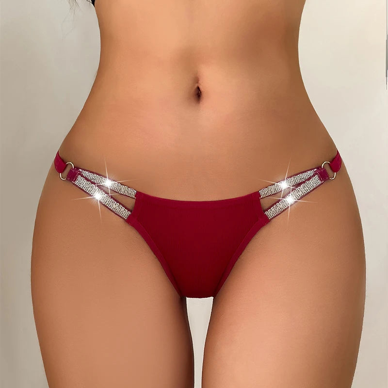 Vente chaude femmes Sexy string taille basse exquis ruban argenté femme culotte respirant intime Lingerie dame tongs t-back
