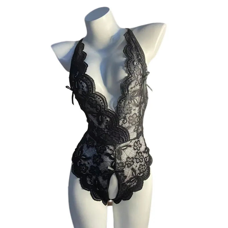 Pour les femmes chaud érotique corps Transparent collants Sexy Lingerie sous-vêtements Sexy Costume dentelle ouvert entrejambe ensemble de Lingerie Body