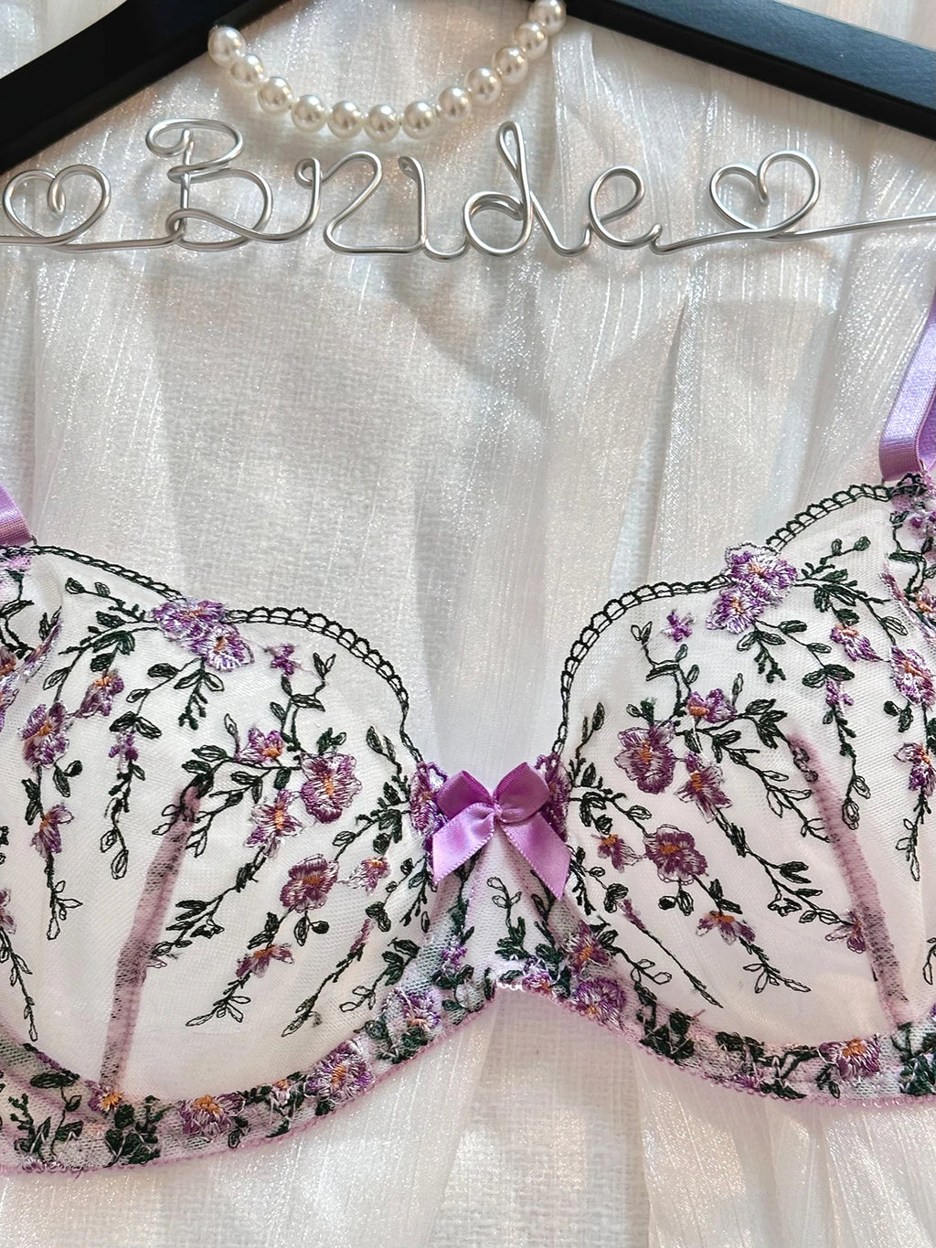 Soutien-gorge push-up en Tulle brodé, Lingerie féerique exotique, maille transparente, 3 pièces, vêtements intimes transparents pour femmes