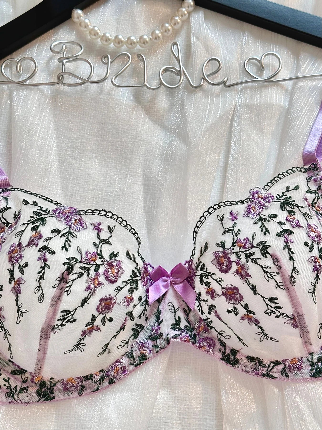 Soutien-gorge push-up en Tulle brodé, Lingerie féerique exotique, maille transparente, 3 pièces, vêtements intimes transparents pour femmes