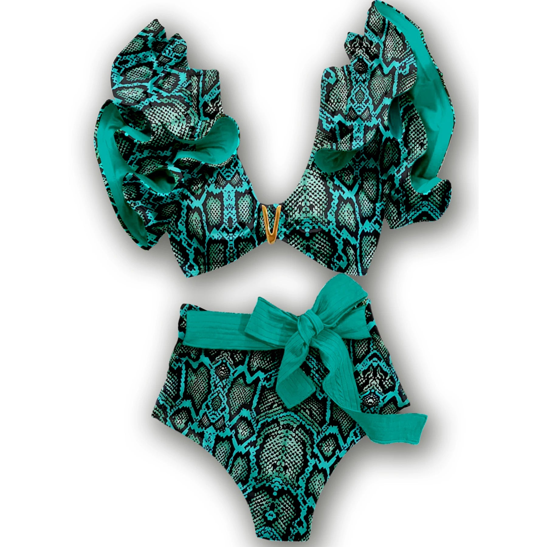 Deux pièces femmes Floral 2025 Push-Up rembourré soutien-gorge volants bandeau Bikini ensemble maillot de bain maillots de bain maillot de bain maillots de bain Biquini