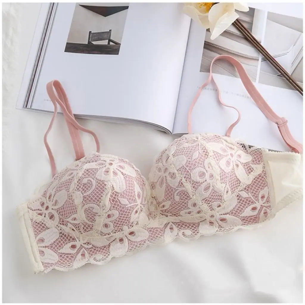 Soutien-gorge Sexy en dentelle brodée florale, sous-vêtements confortables et réglables pour femmes, bonnet 3/4, brassière sans fil pour filles, Bralette