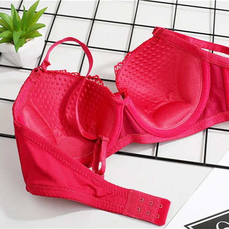 Soutien-gorge Push Up en dentelle pour femmes, avec armatures, nœud Sexy, Bralette, sous-vêtements féminins, Lingerie, bretelles réglables, brassière froncée, 2023