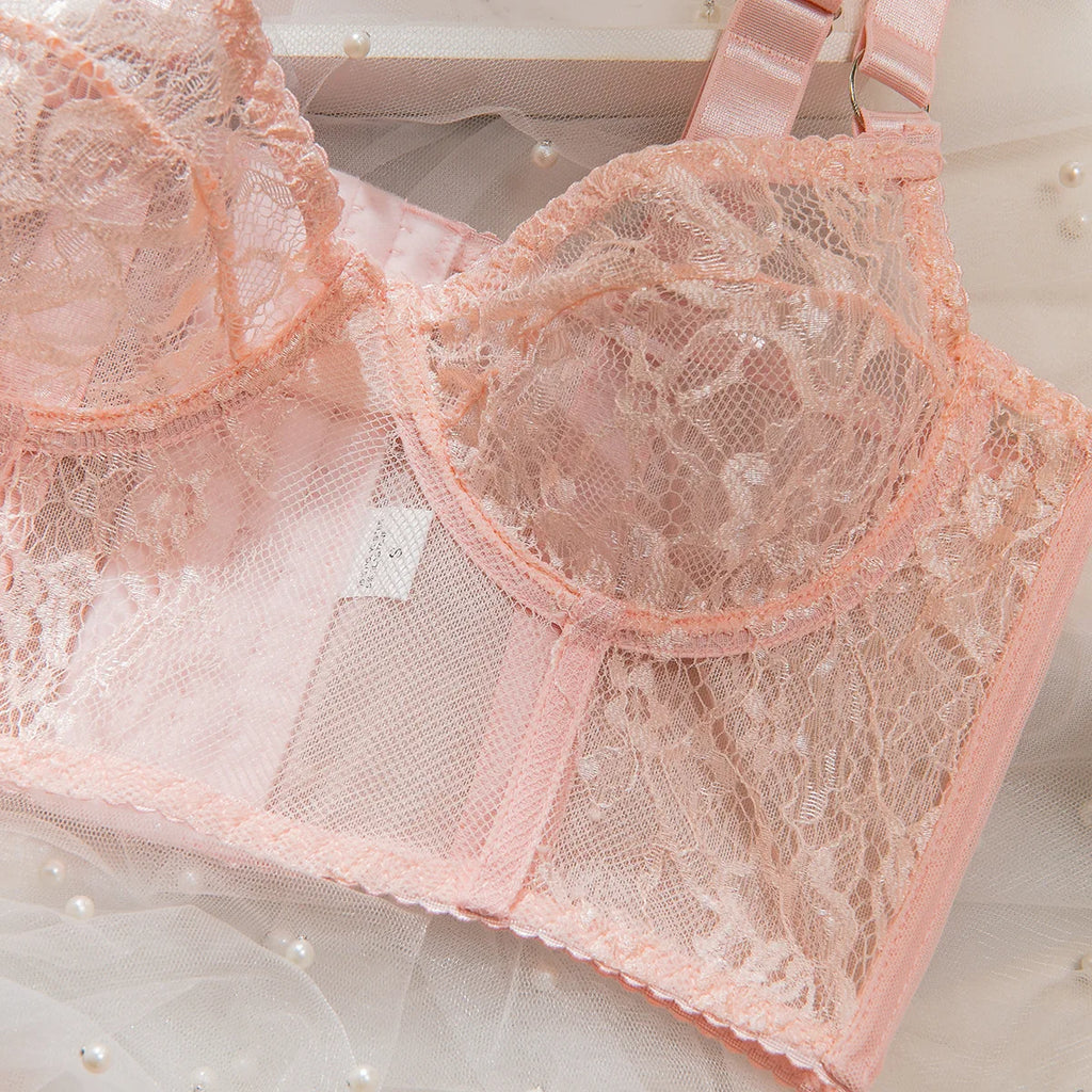 Ensembles de Lingerie sensuelle fantaisie, jarretelles ajourées sur le côté, sous-vêtements pour femmes, transparent en dentelle chaude, nouveaux tenues