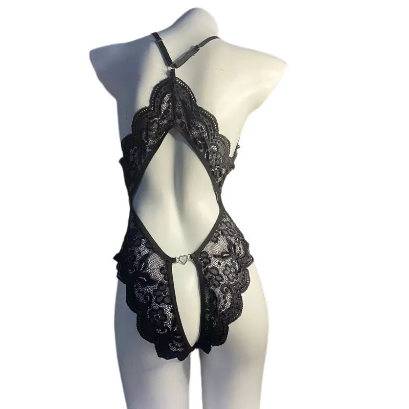 Pour les femmes chaud érotique corps Transparent collants Sexy Lingerie sous-vêtements Sexy Costume dentelle ouvert entrejambe ensemble de Lingerie Body