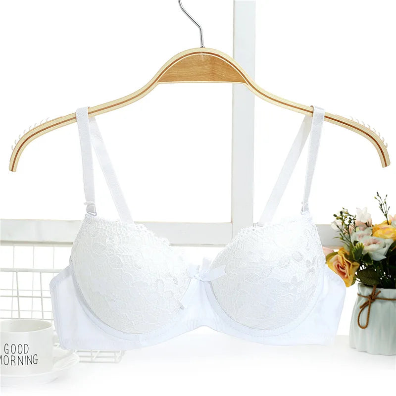 Soutien-gorge Push Up en dentelle pour femmes, avec armatures, nœud Sexy, Bralette, sous-vêtements féminins, Lingerie, bretelles réglables, brassière froncée, 2023