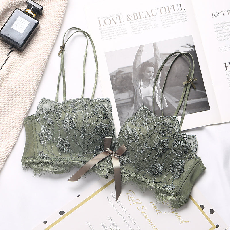 Soutien-gorge Sexy en dentelle brodée florale, sous-vêtements confortables et réglables pour femmes, bonnet 3/4, brassière sans fil pour filles, Bralette