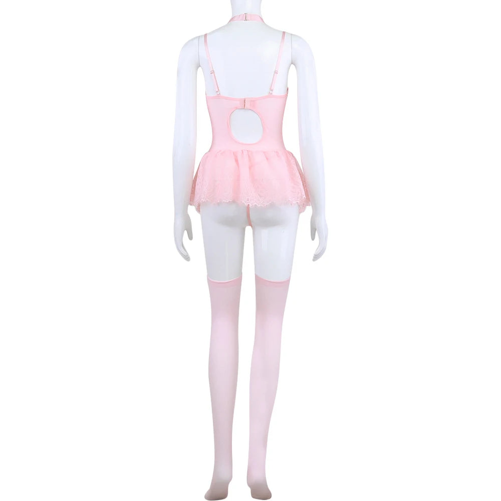 Corset en dentelle pour femmes, Lingerie Sexy, ensemble de 5 pièces avec bas et porte-jarretelles, OnlyFans, sous-vêtements fantaisie de serrage