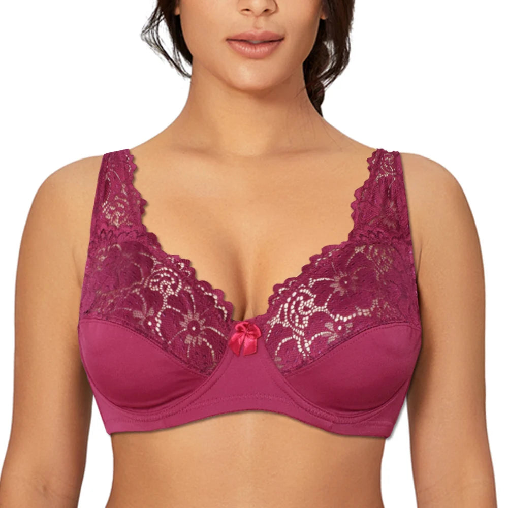 Soutiens-gorge pour femmes Lingerie haut femme dentelle soutien-gorge à armatures grande taille brassière Perspective sous-vêtements Sexy B C D DD E F tasse
