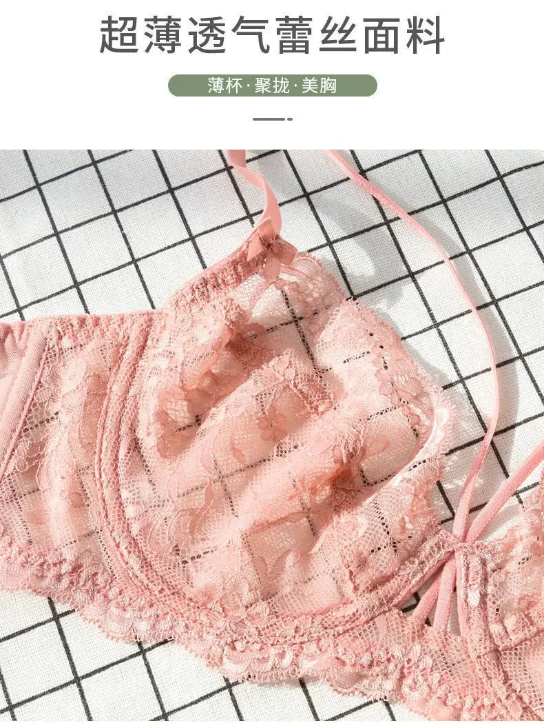 Ensemble de soutien-gorge sexy en dentelle française, minimiseur pour buste grand transparent, lingerie Pure Desire avec découpe, best-seller toutes saisons