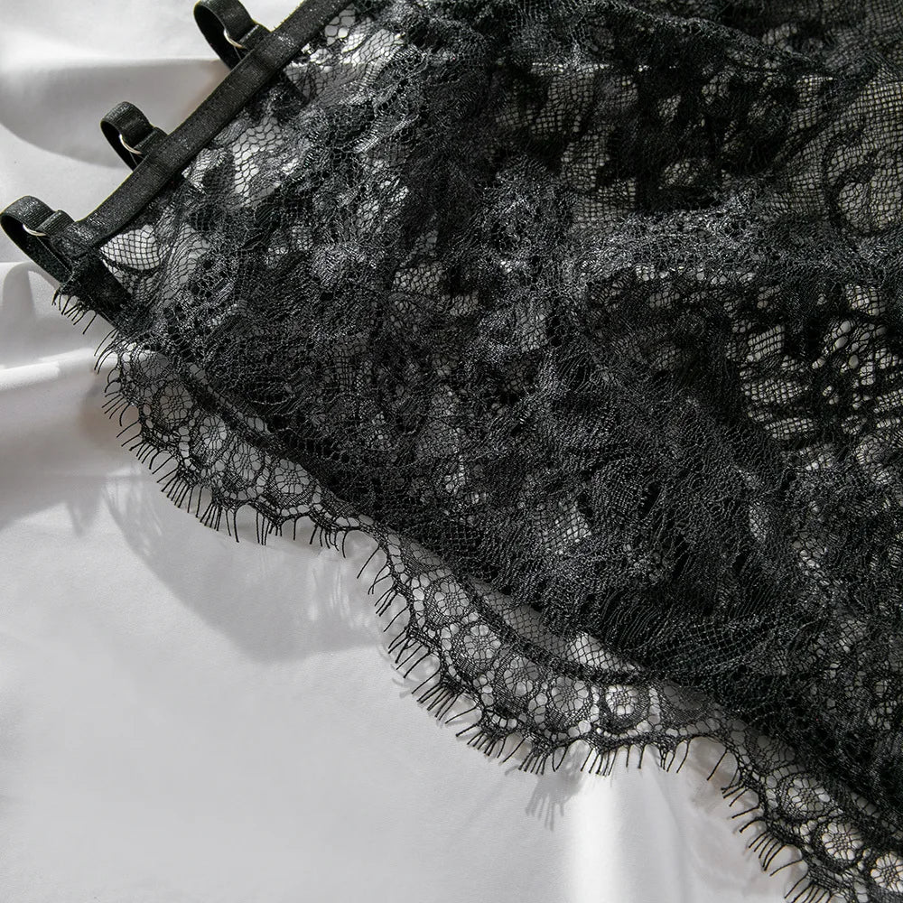 Ensembles de Lingerie sensuelle fantaisie, jarretelles ajourées sur le côté, sous-vêtements pour femmes, transparent en dentelle chaude, nouveaux tenues