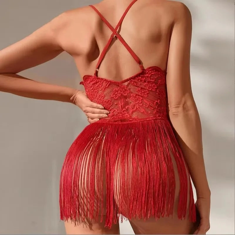 Kit de lingerie érotique sexy pour femmes, tentation en dentelle, pompon, sous-vêtements porno sensuels pour le sexe, poupées chaudes, vêtements exotiques, vêtements de nuit sexuels