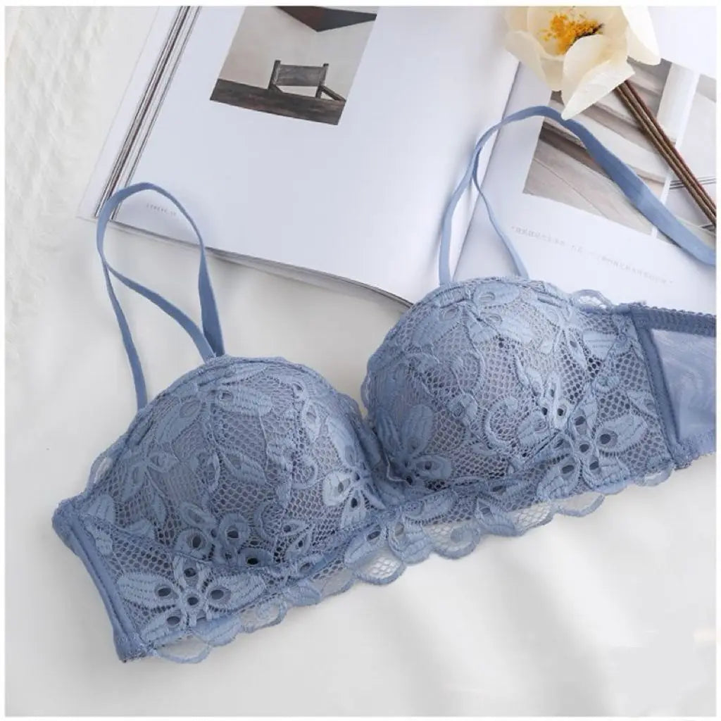 Soutien-gorge Sexy en dentelle brodée florale, sous-vêtements confortables et réglables pour femmes, bonnet 3/4, brassière sans fil pour filles, Bralette