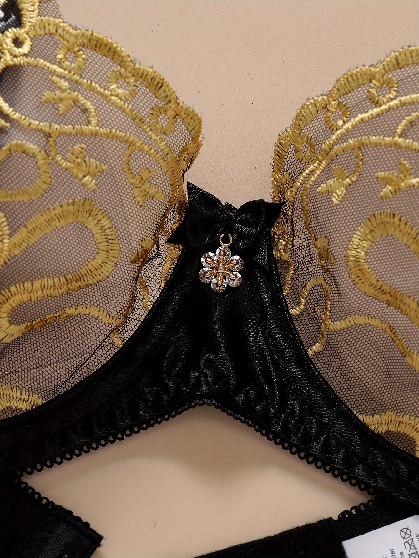 Elegant Two-Tone Embroidered Lingerie Set