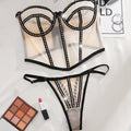 Ultra-Thin Seductive Mesh Sexy Off-Shoulder Lingerie Set Including Bra And Thong