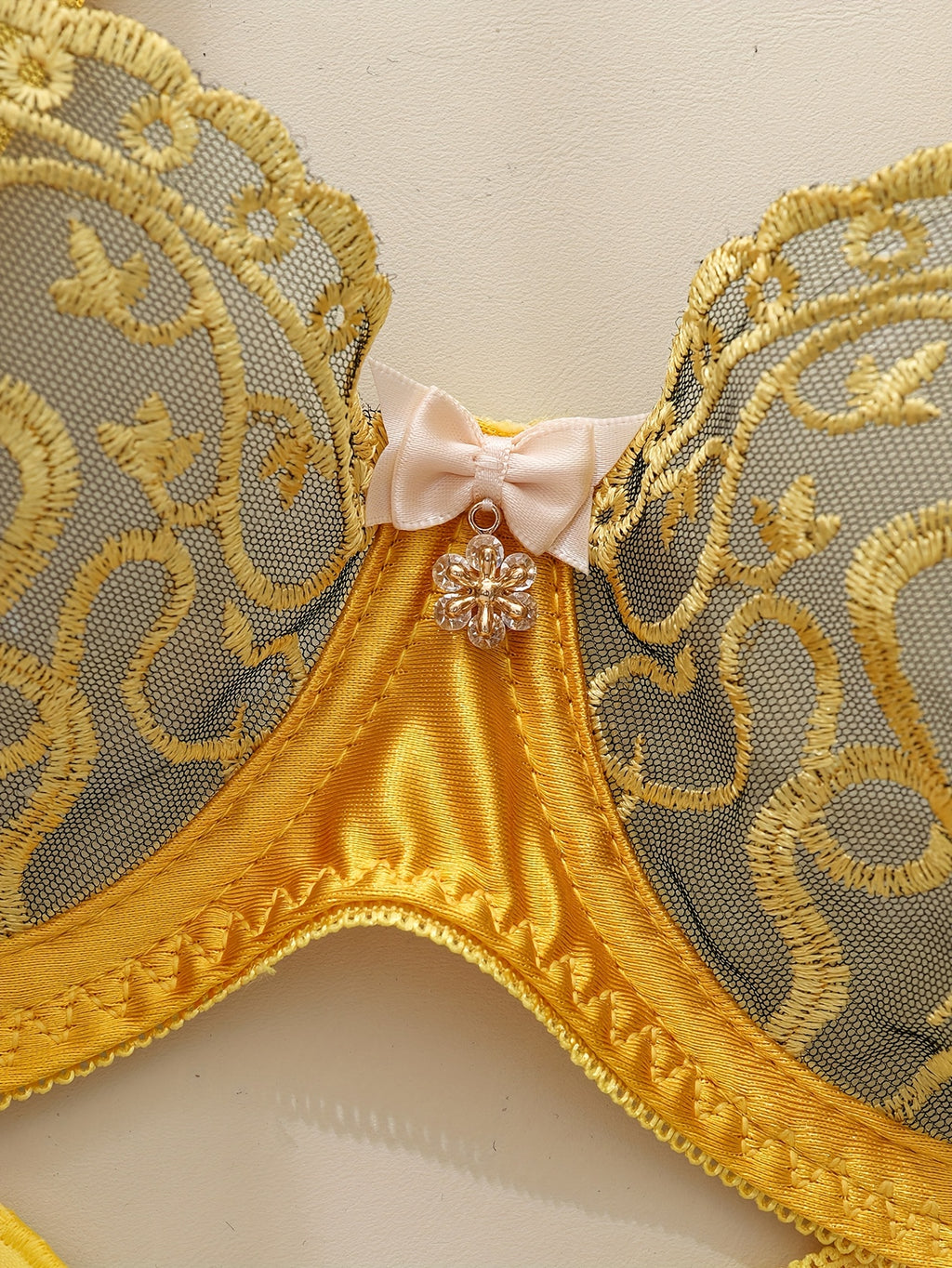 Elegant Two-Tone Embroidered Lingerie Set