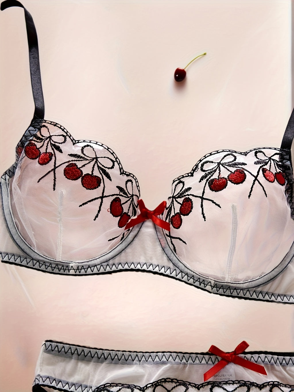 Elegant Embroidered Bra and Panties Set | Medium Support, Half-Sheer, Comfortable and Breathable, Ideal for Romantic Couples and Valentine'S Day